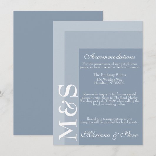Dusty Blue Simple Modern Chic Script Wedding Card Dankeskarte (Vorne/Hinten)