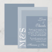 Dusty Blue Simple Modern Chic Script Wedding Dankeskarte (Vorne/Hinten)