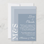 Dusty Blue Simple Modern Chic Script Wedding Dankeskarte (Vorderseite)