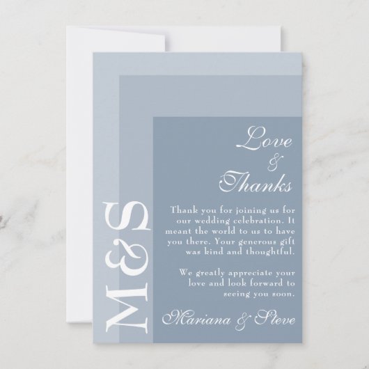 Dusty Blue Simple Modern Chic Script Wedding Dankeskarte (Vorderseite)