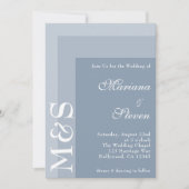 Dusty Blue Simple Modern Chic Script Wedding Invit Einladung (Vorderseite)