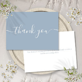 Dusty Blue Simple Modern Elegantes Script Dankeskarte