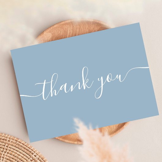 Dusty Blue Simple Modern Elegantes Script Dankeskarte