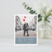 Dusty Blue Simple & Modern Foto Save the Date Ankündigungspostkarte (Stehend Vorderseite)