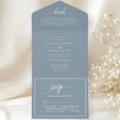 Dusty Blue Simple Modern Script All In One Einladung