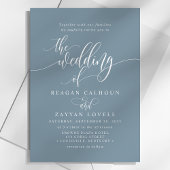 Dusty Blue Simple Modern Script Wedding Einladung