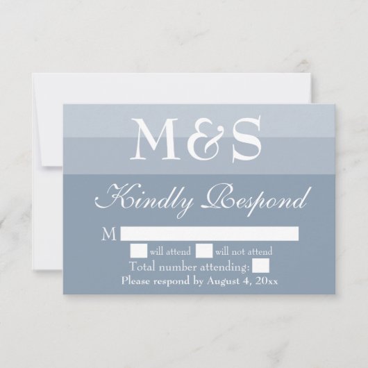 Dusty Blue Simple Modern Script Wedding RSVP Card Dankeskarte (Vorderseite)