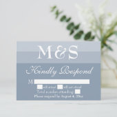 Dusty Blue Simple Modern Script Wedding RSVP Card Dankeskarte (Stehend Vorderseite)