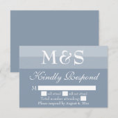 Dusty Blue Simple Modern Script Wedding RSVP Card Dankeskarte (Vorne/Hinten)