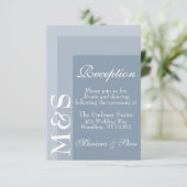 Dusty Blue Simple Modern Wedding Reception Card Dankeskarte (Stehend Vorderseite)