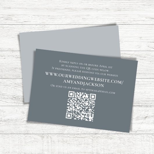 Dusty Blue Simple QR Code Website UAWG Wedding RSVP Karte