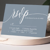 Dusty Blue Simple Script Wedding RSVP Card Karte