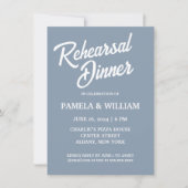 Dusty Blue Simple Style Hochzeit Probe Dinner Einladung (Vorderseite)