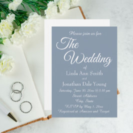 Dusty Blue Simple Style Wedding Einladung