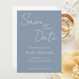 Dusty Blue Simple Style Wedding Save The Date