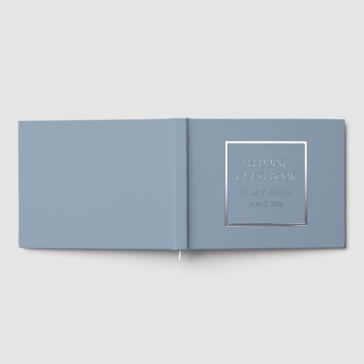 Dusty Blue Simple Stylized Lettering Wedding Gästebuch (Voll)