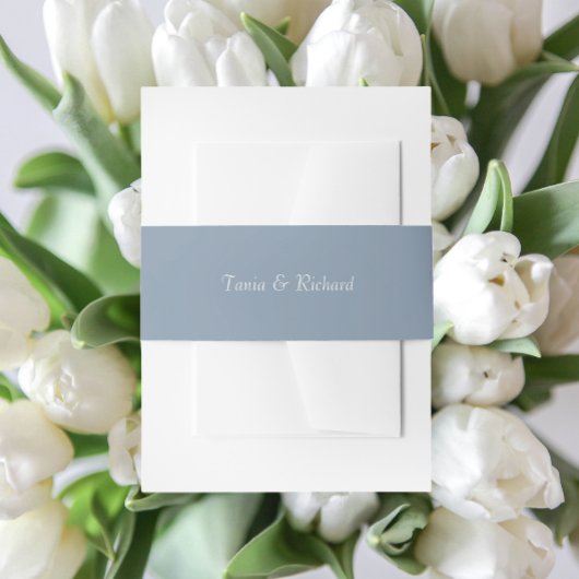 Dusty Blue Simple Stylized Name Wedding Einladungsbanderole