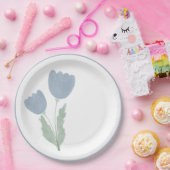 Dusty Blue Simple Watercolor Floral Pappteller (Party)