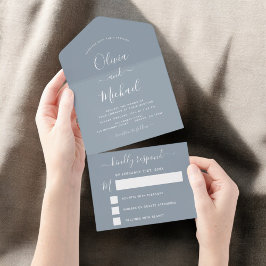 Dusty Blue Simple Wedding Modern Typografy UAWG All In One Einladung