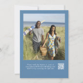 Dusty Blue Simple Wildblume Floral Foto Wedding Einladung (Rückseite)