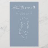 Dusty Blue Sketch The Dress Brautparty Game (Vorderseite)