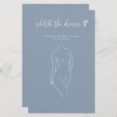 Dusty Blue Sketch The Dress Brautparty Game (Vorne/Hinten)