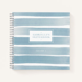 Dusty Blue Sketchbook Abstrakt Stripes Individuell Notizblock