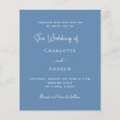 Dusty Blue Skript Budget Hochzeitseinladung Flyer (Vorne)