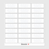 Dusty Blue-Skript-transparentes Rücksendekennzeich Aufkleber (Blatt)