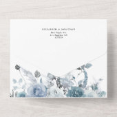 Dusty Blue Slate Boho Floral Wedding Details UAWG All In One Einladung (Rückseite)