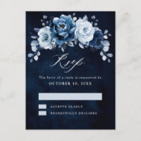 Dusty Blue Slate Dark Navy Floral Botanic UAWG P