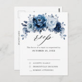 Dusty Blue Slate Dark Navy Floral Botanic UAWG Postkarte (Vorne/Hinten)