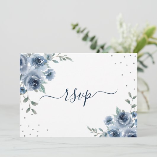 Dusty Blue Slate Einladung (Stehend Vorderseite)