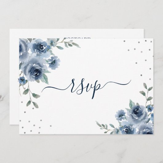 Dusty Blue Slate Einladung (Vorne/Hinten)