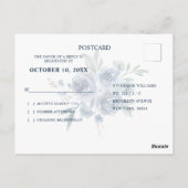 Dusty Blue Slate Floral Botanischer Chic Hochzeit  Postkarte (Rückseite)