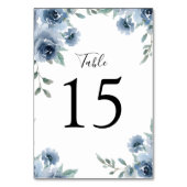 Dusty Blue Slate Greenery Floral Geometric Tischnummer (Rückseite)