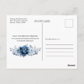 Dusty Blue Slate Navy Botanisch Save the Date Postkarte (Rückseite)