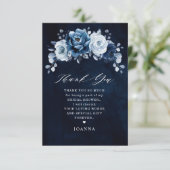 Dusty Blue Slate Navy Botanisches Brautparty Dankeskarte (Stehend Vorderseite)