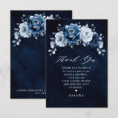 Dusty Blue Slate Navy Botanisches Brautparty Dankeskarte (Vorne/Hinten)