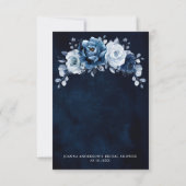Dusty Blue Slate Navy Botanisches Brautparty Dankeskarte (Rückseite)