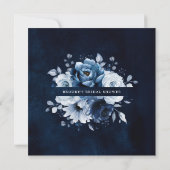 Dusty Blue Slate Navy Botanisches Brautparty Einladung (Rückseite)