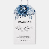 Dusty Blue Slate Navy Botanisches Brautparty Geschenkanhänger (Rückseite)