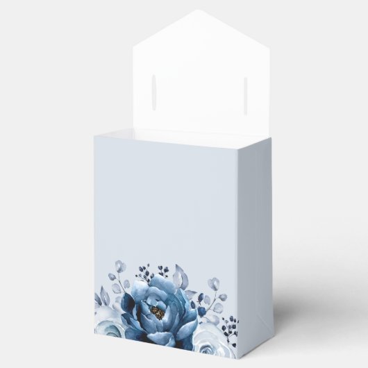 Dusty Blue Slate Navy Botanisches Brautparty Geschenkschachtel (Geöffnet)