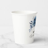 Dusty Blue Slate Navy Botanisches Brautparty Pappbecher (Rechts)