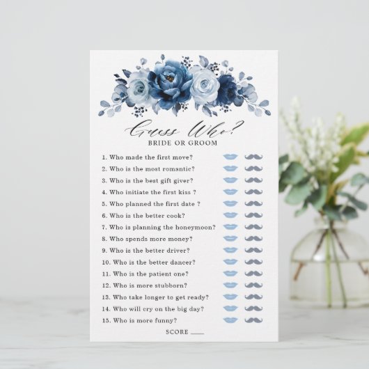 Dusty Blue Slate Navy Brautparty Game (Stehend Vorderseite)