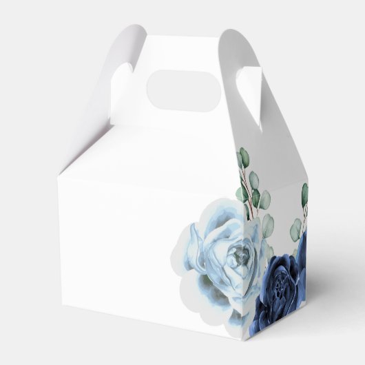 Dusty Blue Slate Navy Floral Botanical Geschenkschachtel (Rückseite)