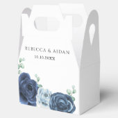 Dusty Blue Slate Navy Floral Botanical Geschenkschachtel (Geöffnet)