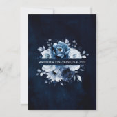 Dusty Blue Slate Navy Floral Botanical Wedding Einladung (Rückseite)
