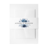 Dusty Blue Slate Navy Floral Botanical Wedding Einladungsbanderole (Vorderseite Beispiel)