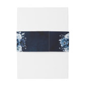 Dusty Blue Slate Navy Floral Botanical Wedding Inv Einladungsbanderole (Rückseitenbeispiel)